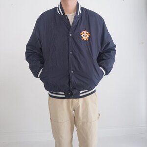 Vintage Houston Astros Navy Button Up Varsity Bomber Jacket By Holloway Medium